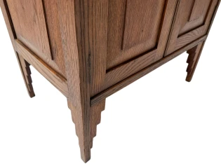 Art Deco Amsterdamse School Cabinet with Black Lacquered Top, 1920s